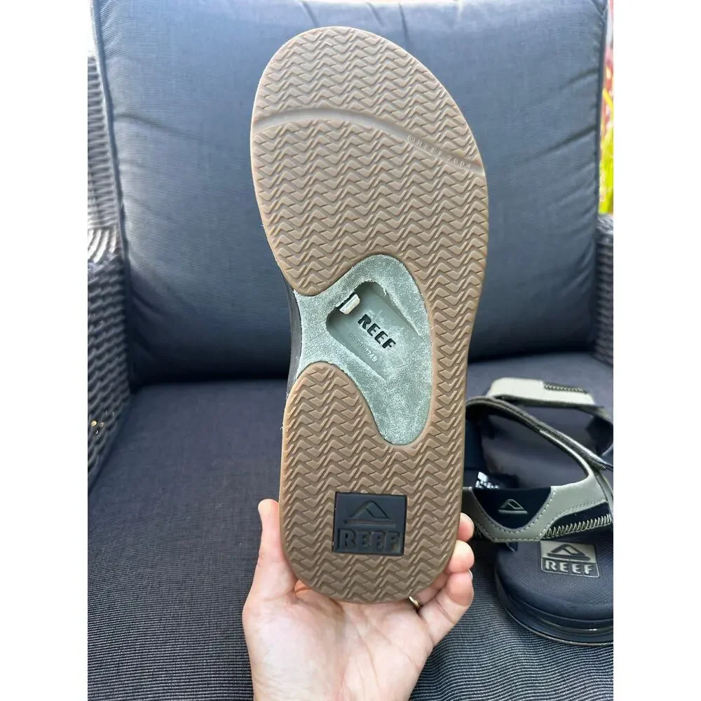 Reef Sandals Mens 10 Green Fanning Baja Straps Faux Leather Vegan